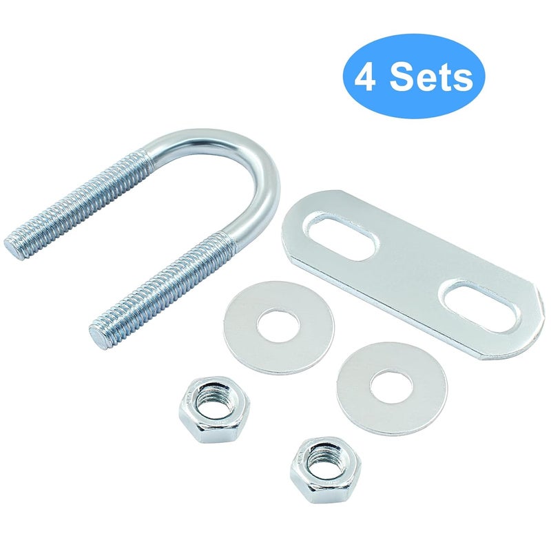 Moicstiy 4 Sets M6 U Bolts 3/4 Inch Wide, Round U-Bolts with Frame Plates, Nuts, and Washer, Zinc Plated Steel U Clamp for Trailers, Boats (20 mm x 50 mm - Image 4
